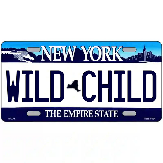 Wild Child New York Blue Metal Sign