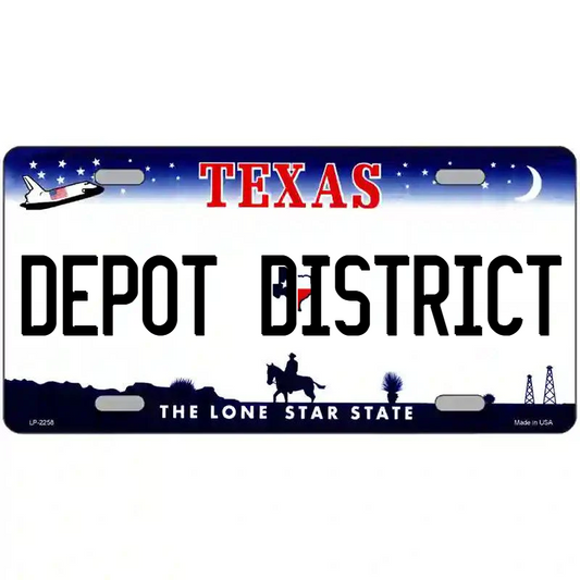 Depot District Texas Metal Sign