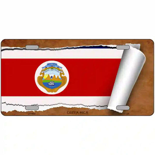 Costa Rica Scroll Flag Metal Sign