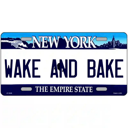 Wake and Bake New York Blue Metal Sign