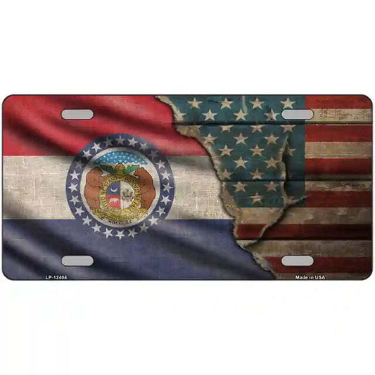 Missouri American Flags Vintage Look Metal Sign