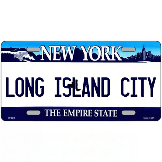 Long Island City New York Blue Metal Sign