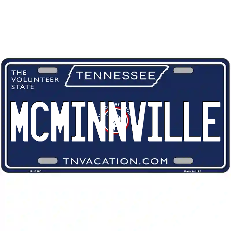 McMinnville Tennessee Blue Metal Sign