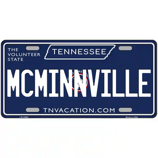 McMinnville Tennessee Blue Metal Sign