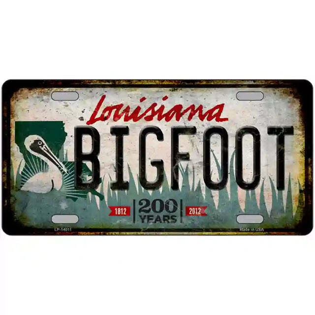 Louisiana Rusty Look Bigfoot Metal Sign