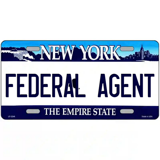 Federal Agent New York Blue Metal Sign