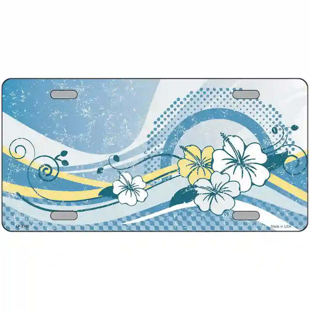 Blue Hawaii Hibiscus Metal Sign