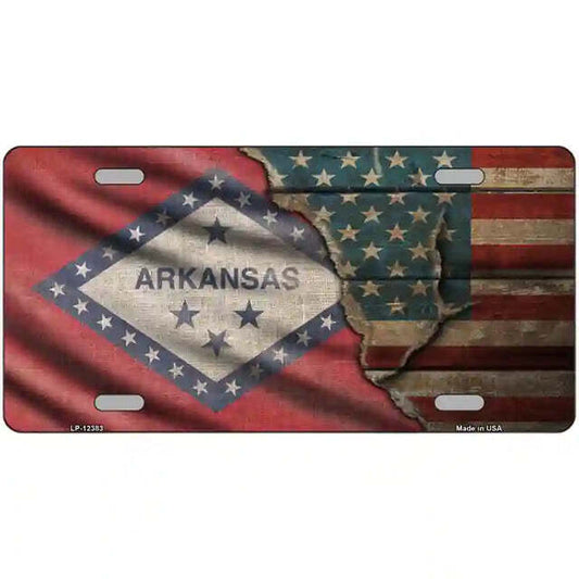 Arkansas American Flags Vintage Look Metal Sign