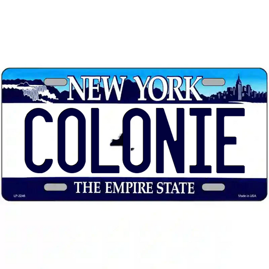 Colonie New York Blue Metal Sign