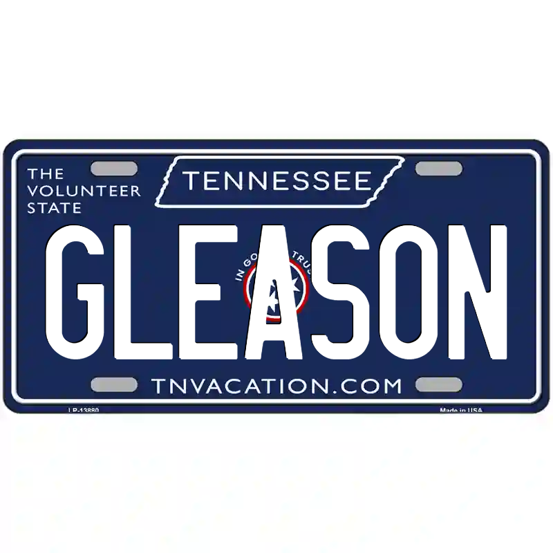 Gleason Tennessee Blue Metal Sign