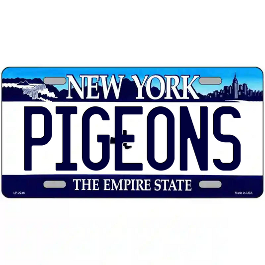 Pigions New York Blue Metal Sign