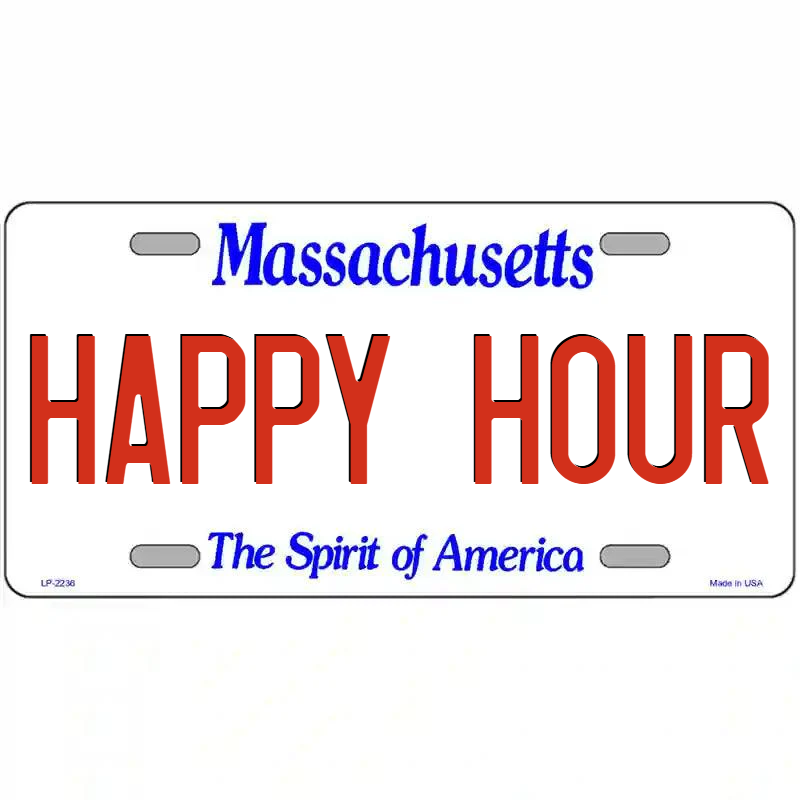 Happy Hour Massachusetts Metal Sign