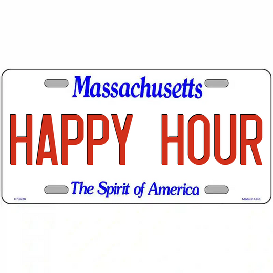 Happy Hour Massachusetts Metal Sign
