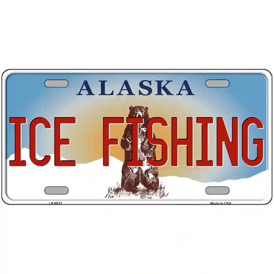 Ice Fishing Alaska Metal Sign