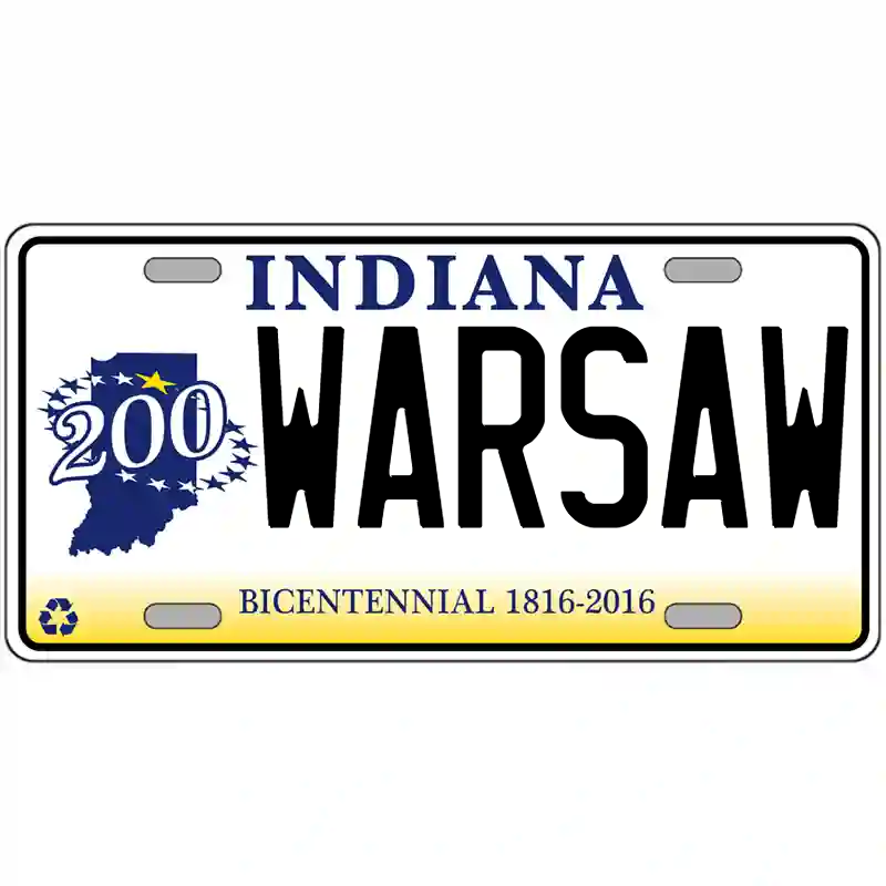 Warsaw Indiana Bicentennial Metal Sign