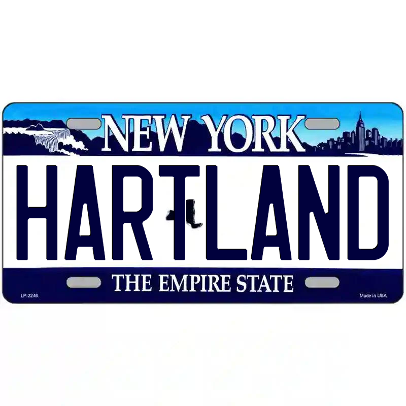 Hartland New York Blue Metal Sign