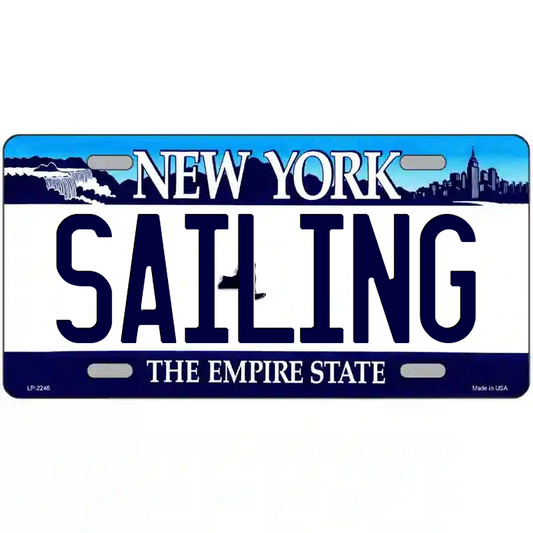 Sailing New York Blue Metal Sign