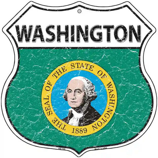 Washington Flag Highway Shield Metal Sign