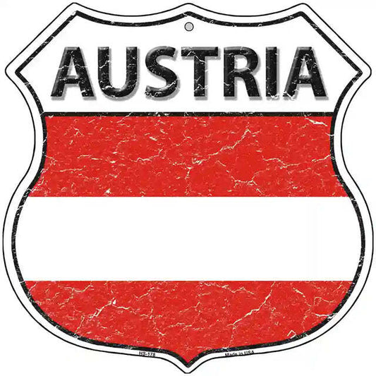 Austria Flag Highway Shield Metal Sign