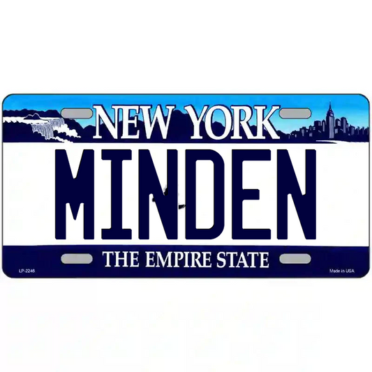 Minden New York Blue Metal Sign