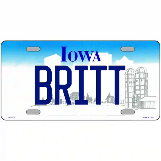 Britt Iowa Metal Sign
