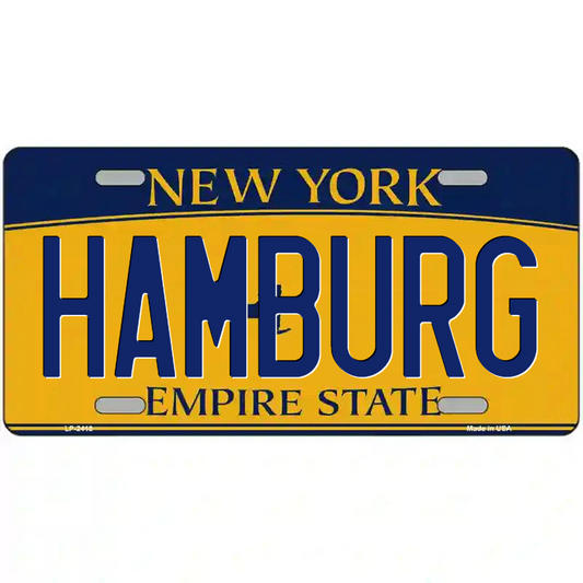 Hamburg New York Yellow Metal Sign