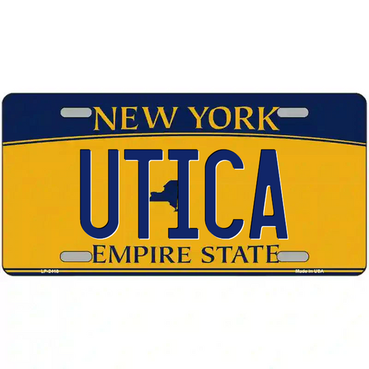Utica New York Yellow Metal Sign