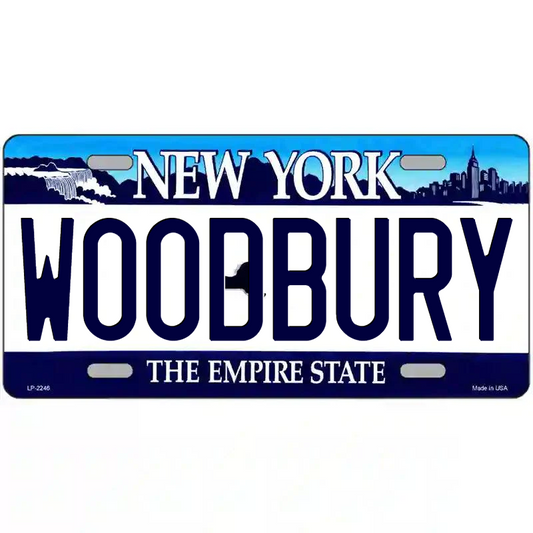 Woodbury New York Blue Metal Sign