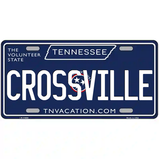 Crossville Tennessee Blue Metal Sign