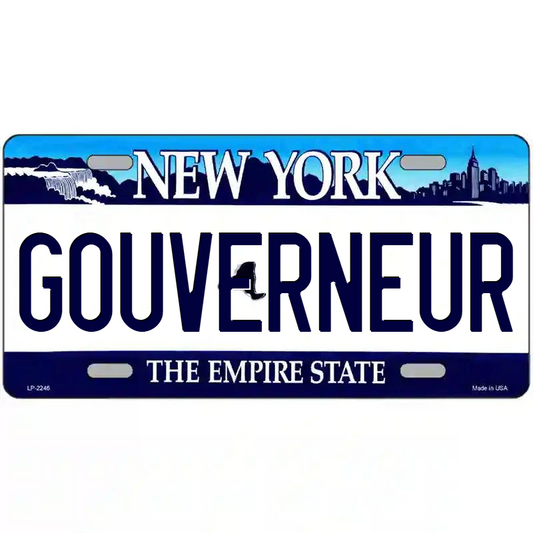 Gouverneur New York Blue Metal Sign