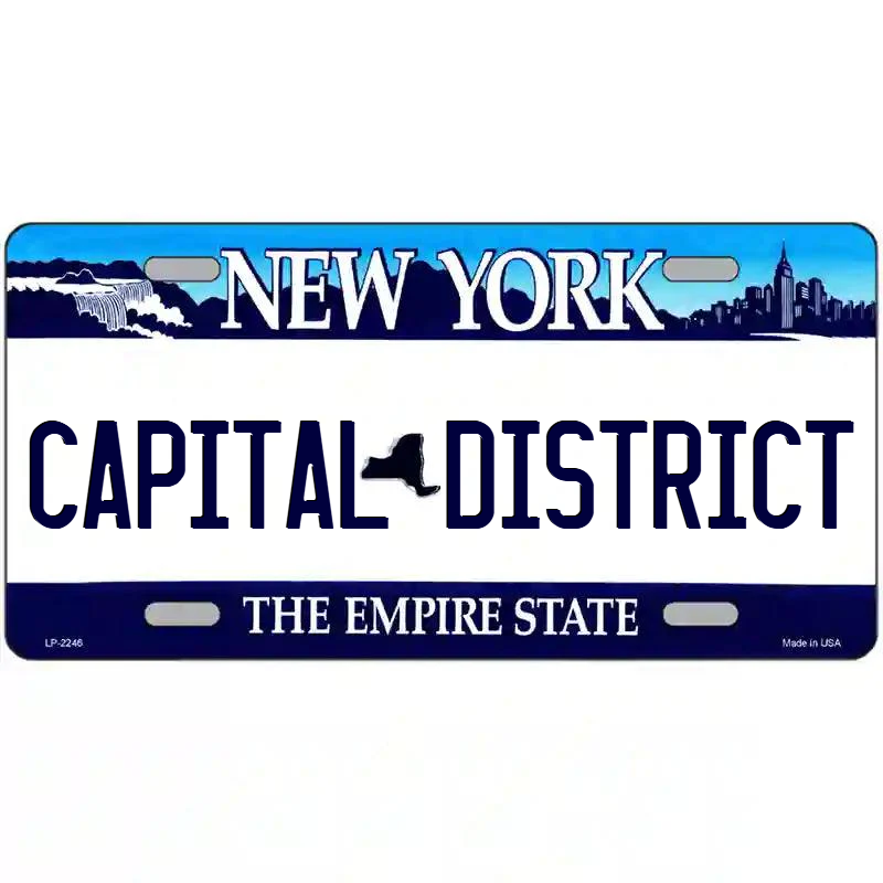 Capital District New York Blue Metal Sign