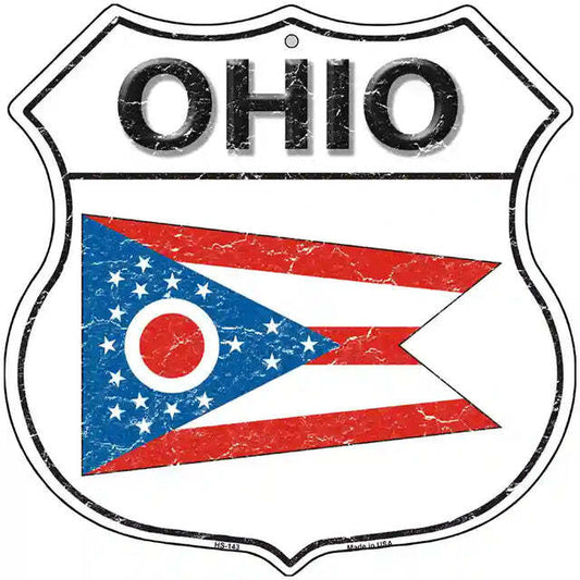 Ohio Flag Highway Shield Metal Sign