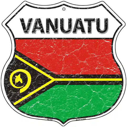 Vanuatu Flag Highway Shield Metal Sign