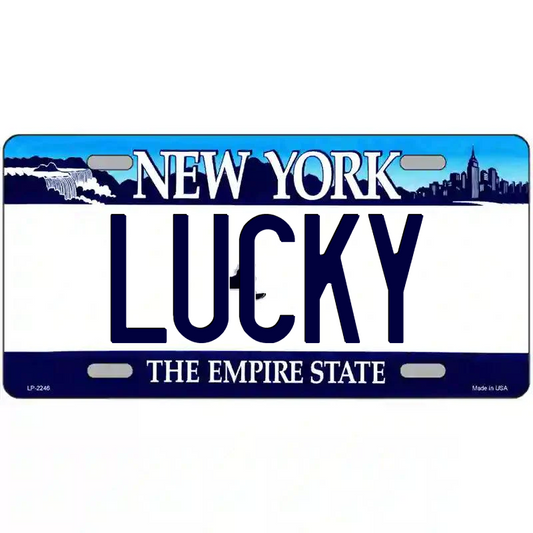 Lucky New York Blue Metal Sign