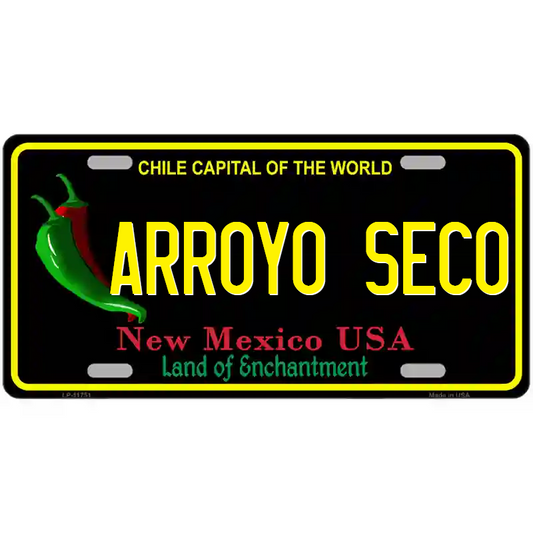 Arroyo Seco New Mexico Black Metal Sign