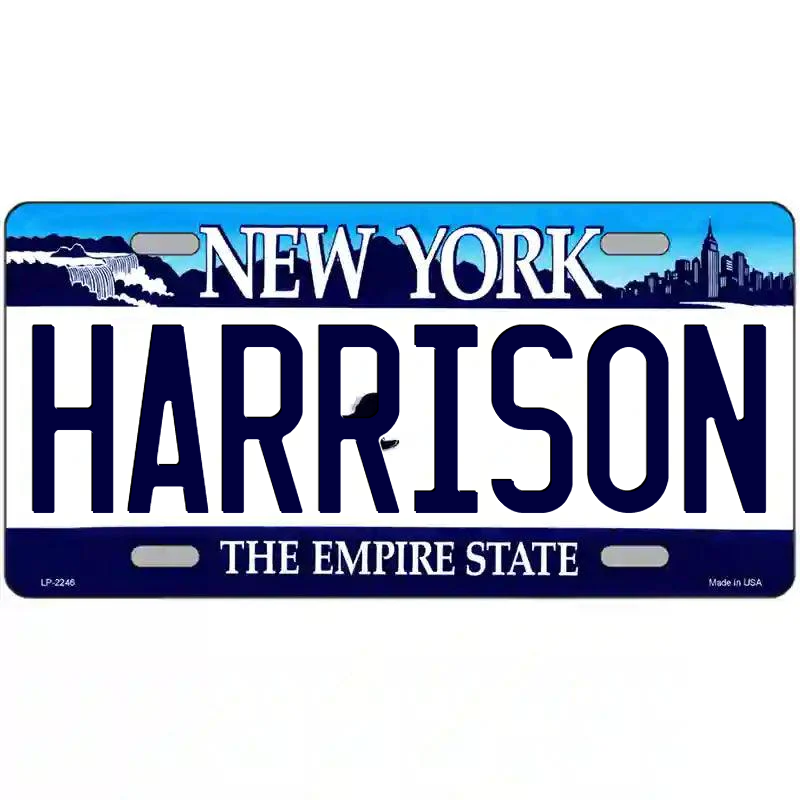 Harrison New York Blue Metal Sign