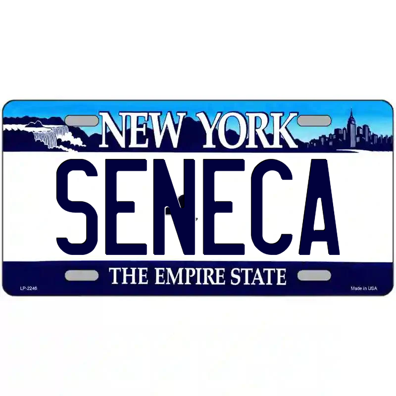 Seneca New York Blue Metal Sign