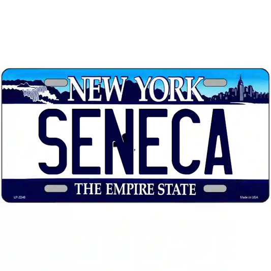 Seneca New York Blue Metal Sign