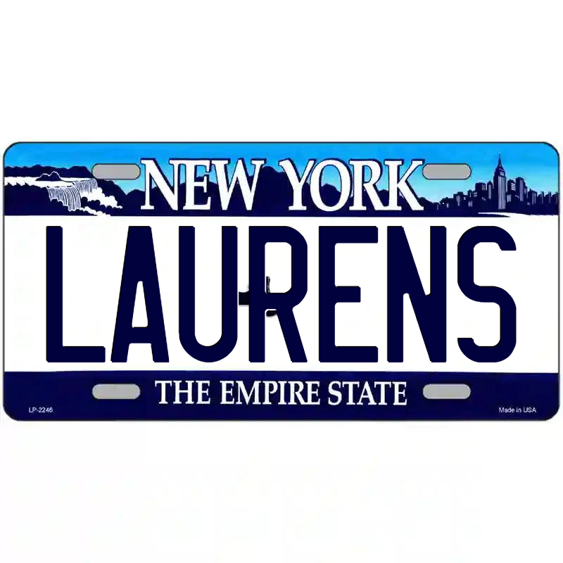 Laurens New York Blue Metal Sign