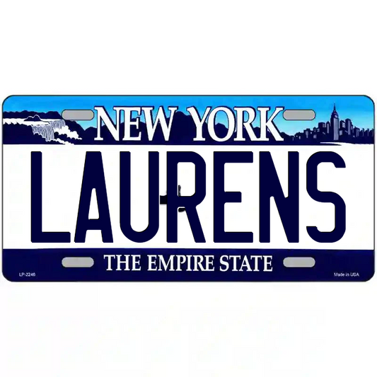 Laurens New York Blue Metal Sign