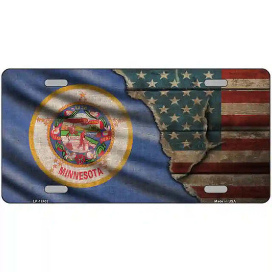 Minnesota American Flags Vintage Look Metal Sign