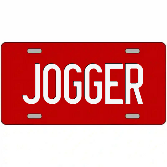 Jogger White and Red Metal Sign