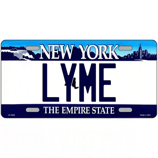 Lyme New York Blue Metal Sign