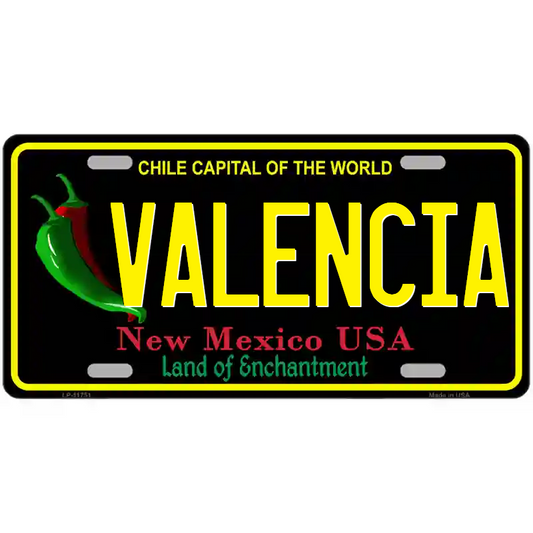 Valencia New Mexico Black Metal Sign