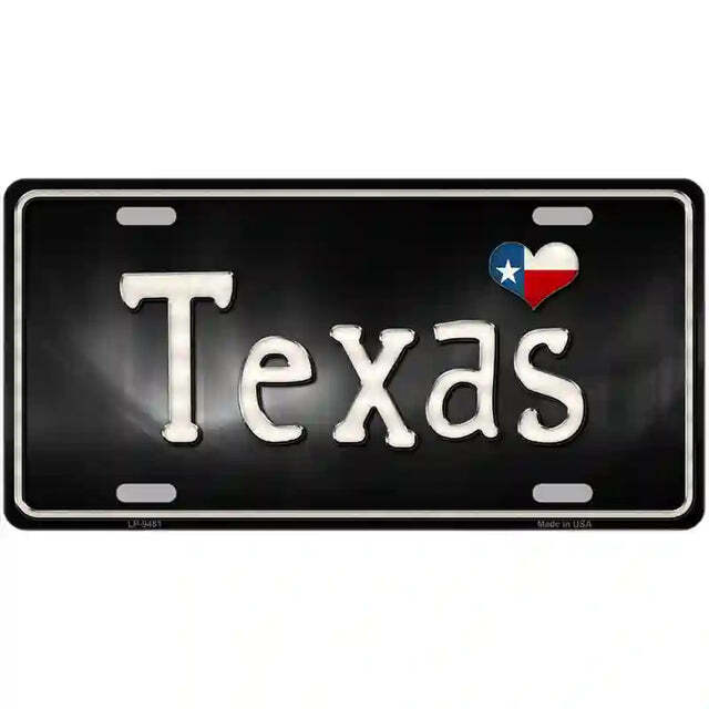 Texas Scripted Flag Heart Metal Sign