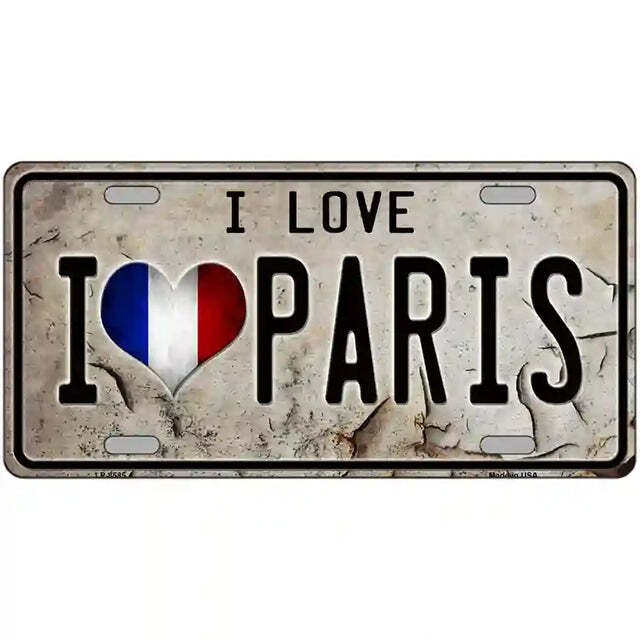 I Love Paris Metal Sign