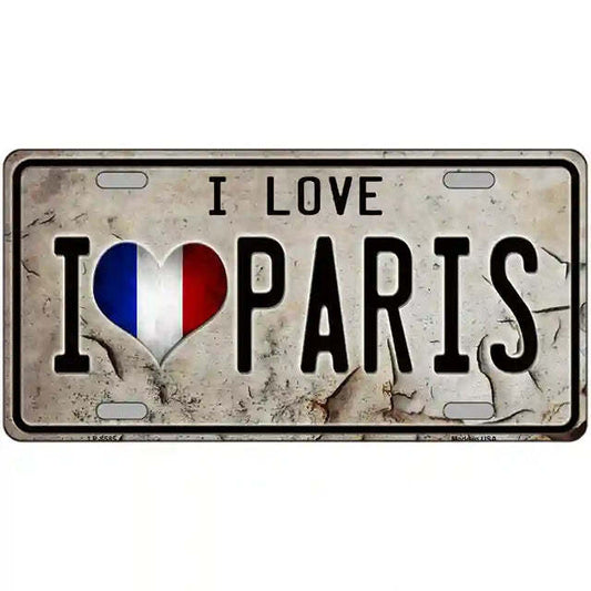 I Love Paris Metal Sign