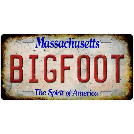 Bigfoot Rusty Look Massachusetts Metal Sign