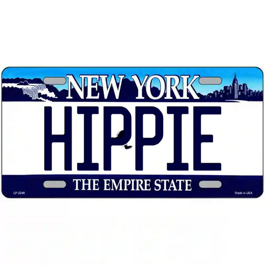 Hippie New York Blue Metal Sign
