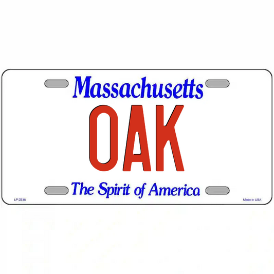 Oak Massachusetts Metal Sign
